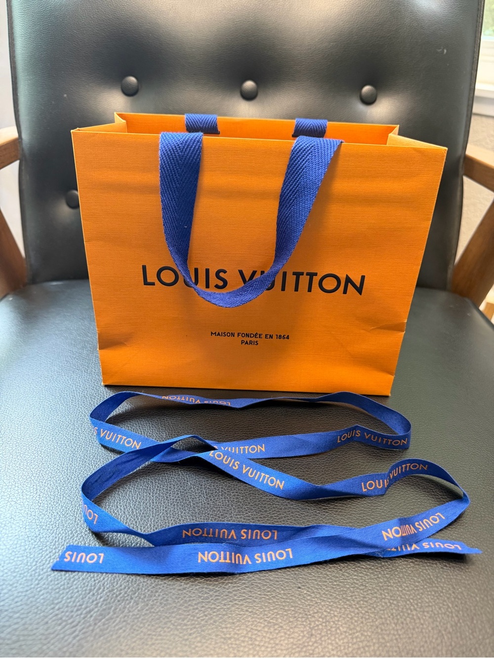 Louis Vuitton Orange Shopping Bag with Ribbon